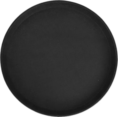 Winco Bandeja redonda de fibra de vidrio con superficie antideslizante, 16 pulgadas, color negro