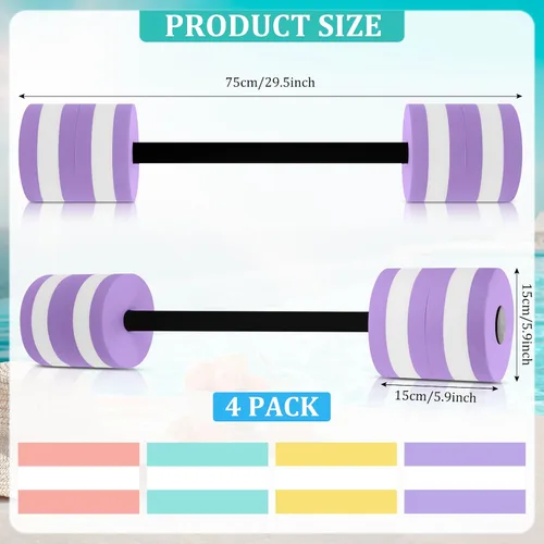 Miniatura 2 de Shappy 4 Pcs Water Weight Aquatic Exercise Dumbbells for Pool Macaron Color EVA Foam Dumbbells Set Aerobics Equipment Aquatic Exercise Barbells Hand