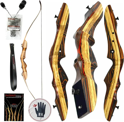 Miniatura 10 de Southwest Archery Tigershark Takedown - Arco recurvo – Versiones estándar y PRO – Arco de caza de 62 pulgadas – zurdo y diestro – Pesos de tracción