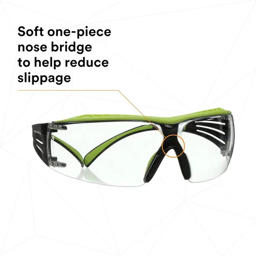 Miniatura 3 de 3M Gafas de seguridad, SecureFit 400X, ANSI Z87, lente transparente antivaho y antiarañazos, marco verde y negro, protector de cejas, ligero, puente