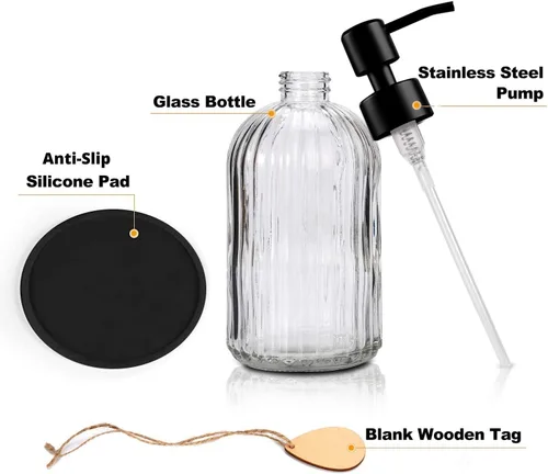 Miniatura 3 de Dispensador de jabón con almohadilla de silicona, calidad premium, dispensador de jabón para platos, dispensador de jabón de manos, bomba de acero