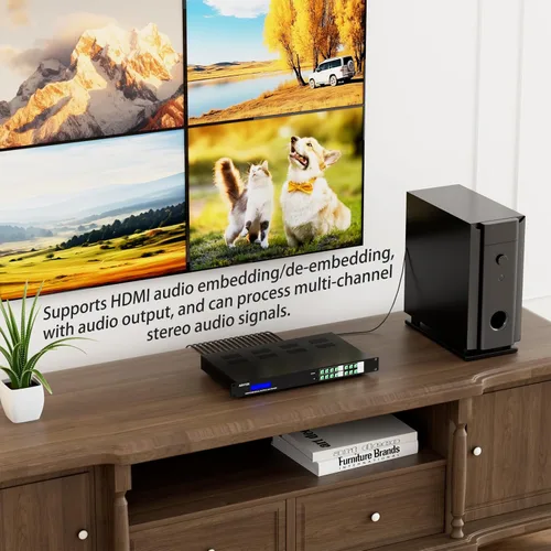 Miniatura 5 de Matriz extensor HDMI 4K 4 en 12 salidas con interfaz gráfica de usuario web, divisor de matriz/conmutador HDMI 4K a 60Hz sobre CAT6/7 cable