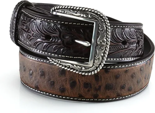 Miniatura 6 de ARIAT Cinturón de cuero con estampado de avestruz para hombre