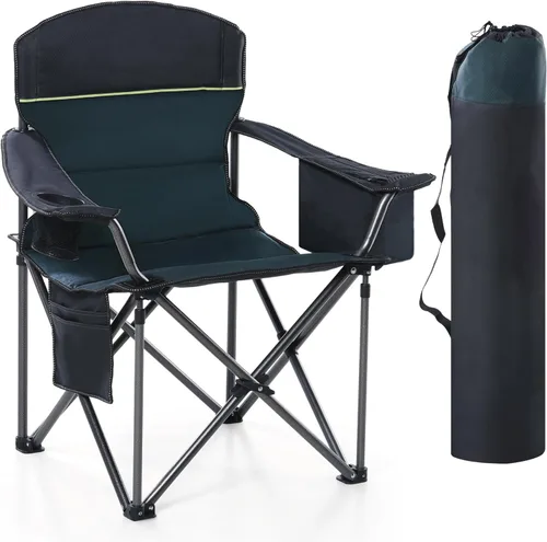 Miniatura 12 de HIGH POINT SPORTS Silla plegable de campamento de gran tamaño, sillas de césped portátiles resistentes, sillas plegables para exteriores