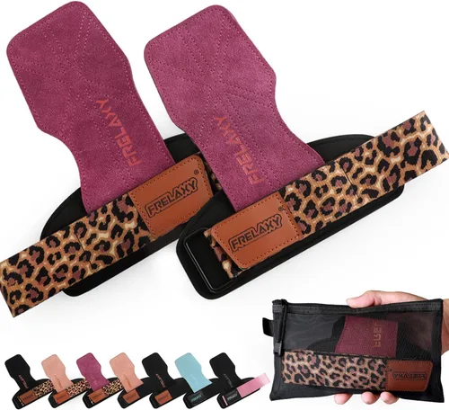 Miniatura 9 de Frelaxy Correas de muñeca de levantamiento de pesas para mujeres y hombres, agarres de levantamiento de pesas con bucle de muñeca, cuero de doble