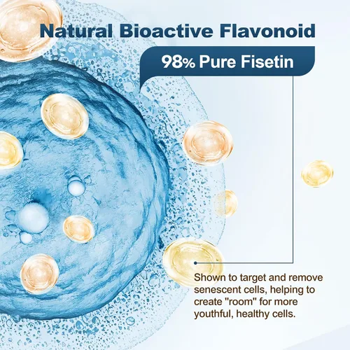 Miniatura 3 de Fisetina liposomal de 200 mg y complejo de resveratrol 500 mg - Longevidad y apoyo a la renovación celular - 98% Fisetina de alta pureza