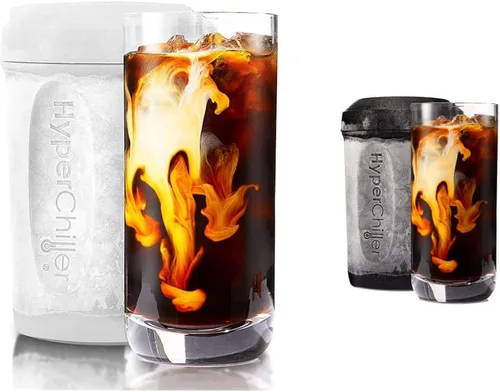 HyperChiller HC2W - Enfriador de café y bebidas helado patentado, listo en un minuto, reutilizable, color blanco y enfriador de café helado,