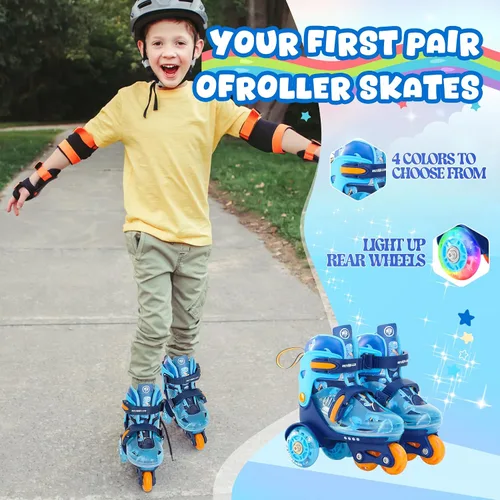 Miniatura 2 de METROLLER Patines de equilibrio con ruedas ajustables para niños pequeños de 3 a 6 años, arcoíris, unicornio, dinosaurios, patines con ruedas