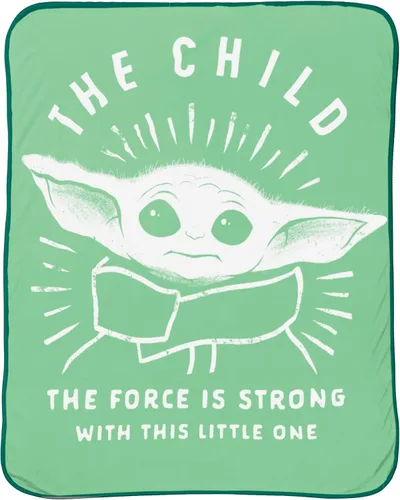 Jay Franco Star Wars The Mandalorian The Force is Strong - Mide 46 x 60 pulgadas, ropa de cama para niños con The Child Baby Yoda, forro polar súper