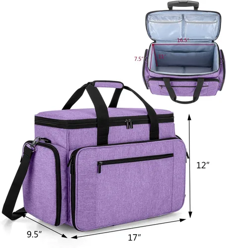Miniatura 5 de LUXJA Estuche para máquina de coser con carrito desmontable, bolsa rodante para máquina de coser con almohadilla inferior extraíble