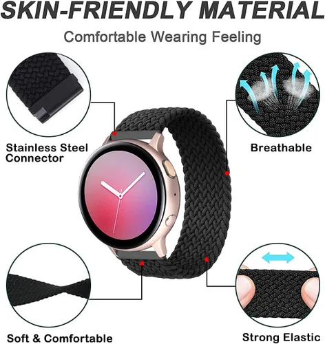 Miniatura 2 de Minggo Solo Loop - Correa trenzada compatible con Samsung Galaxy Watch 6/5/4 de 1.575 pulgadas, 1.732 pulgadas, correa elástica tejida para Galaxy