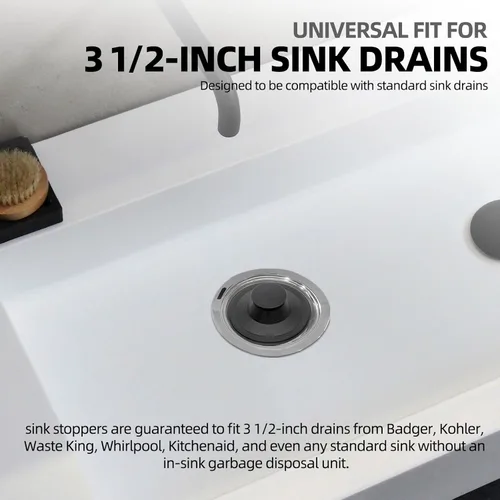 Miniatura 5 de La pieza de repuesto exacta para el tapón del fregadero Insinkerator STP-PL/STPPL Se adapta a drenajes estándar de 3-1/2 pulgadas como kohler
