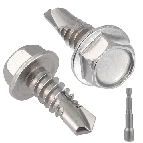 Miniatura 29 de VGBUY 170 tornillos autoperforantes para metal, tornillos autorroscantes de chapa metálica de acero inoxidable 410 #10 x 3/4 pulgadas, tornillos