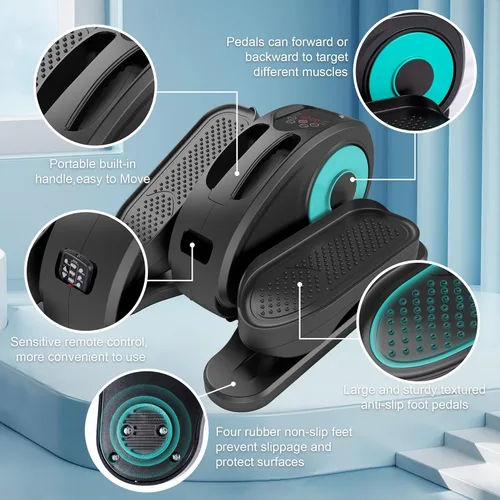 Miniatura 4 de Tappio Elíptica para debajo del escritorio, ejercitador eléctrico de pedales, elíptica sentada totalmente montada, compacta y portátil con control