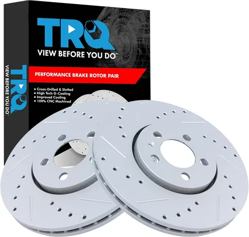Miniatura 40 de TRQ Juego de rotores de freno de rendimiento trasero con revestimiento G premium compatible con Mazda 6 2014-2021