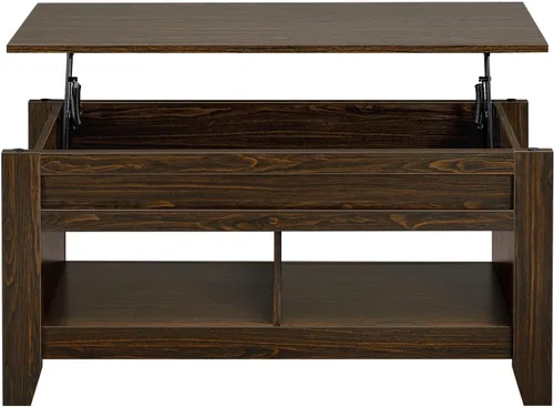 Miniatura 13 de Topeakmart Mesa auxiliar elevable con compartimento de almacenamiento oculto y estante abierto, mesa de cóctel de granja para sala de estar