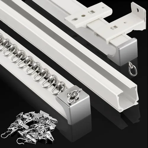 KOLAKO Riel de cortina de techo, (3 pies a 9 pies) de aluminio para montaje en pared, sistema de riel de cortina resistente, divisor de habitación,