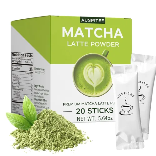 Matcha Latte - Paquete individual de polvo de té verde con leche, mezcla de ciencia barista premium, bolsas individuales de matcha (20)