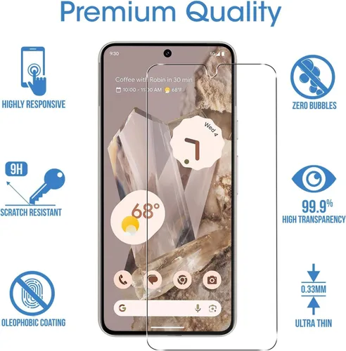 Miniatura 7 de amFilm Protector de pantalla de vidrio templado de 6.7 pulgadas para Google Pixel 8 Pro, compatible con huellas dactilares ultrasónicas, con marco