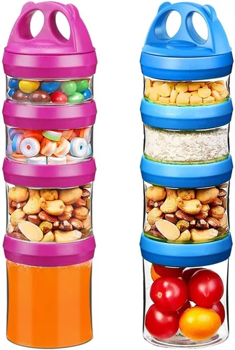 Miniatura 15 de SELEWARE Contenedores apilables portátiles de almacenamiento de alimentos para aperitivos, fórmula en polvo y bebidas, sistema de bloqueo giratorio