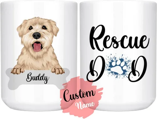 Miniatura 11 de Taza personalizada de Wheaten Terrier con diseño de perro mamá y papá, taza de Wheatie Dog para hombres y mujeres, taza de regalo de dueño de perro