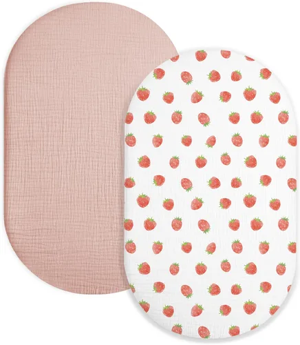 Miniatura 39 de Sábana de moisés para bebé niño y niña, sábanas ajustadas para colchón de moisés rectangular, ovalado, de reloj de arena, sábanas de cesta de Moisés