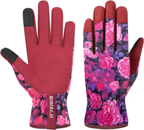 Miniatura 20 de Guantes de jardín de cuero para mujer, guantes de trabajo a prueba de espinas para desmalezar, cavar, plantar, podar guantes de jardín