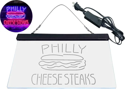 Miniatura 8 de ADVPRO Philly Cheese Steaks Café - Letrero de neón LED de doble color, azul y rojo, 24 x 16 pulgadas st6s64-i3850-br