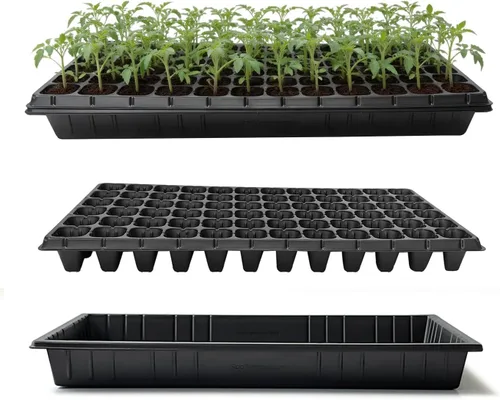 RooTrimmer 10 paquetes de bandejas de inicio de semillas 1020 y 10 piezas de bandejas de 72 celdas para semilleros, bandeja de semilleros de