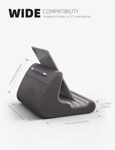 Miniatura 5 de Lamicall - Soporte de tableta con almohada, almohadilla suave para tablet para cama, soporte para teléfono de regazo con soporte para lápiz óptico