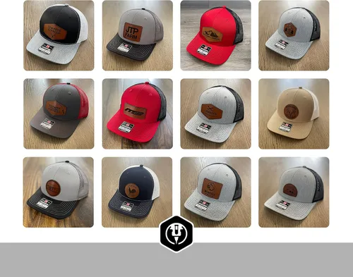 Miniatura 9 de Sombrero de parche de cuero de camionero personalizado grabado con láser