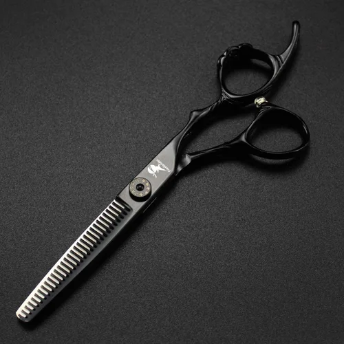 Miniatura 3 de Tijeras de corte de pelo, 6.0 pulgadas negras profesionales japón 440C tijeras de corte de pelo – peluquería de mezcla/adelgazamiento/texturización