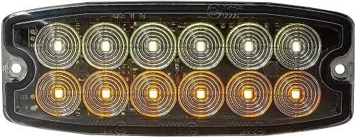Miniatura 4 de Buyers Products 8890400 - Luz estroboscópica LED ultra fina de doble fila, 5 pulgadas, ámbar, 12 LED, patrones de flash síncronos y alternos, luz