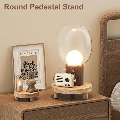 Miniatura 5 de 3 Piezas Soporte de Madera para Plantas Interior Exterior, Elevador Redondo de Madera para Decoración 6/8/10" Taburete de Madera Soporte