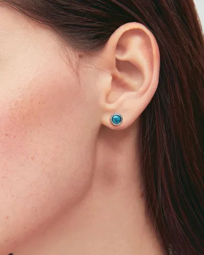 Miniatura 4 de Aretes de turquesa tibetana de plata de ley 925 con piedras preciosas bohemias, hipoalergénicos, hechos a mano, para mujer, moda de moda