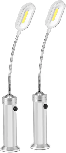 Luces LED para parrilla de asador con base magnética, muy brillantes, cuello de ganso flexible de 360 grados, resistente a la intemperie, Plateado
