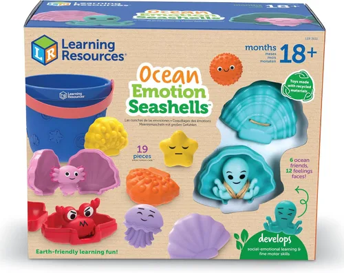 Miniatura 7 de Learning Resources Ocean Emotions Seashells, figuras de animales del océano, juego de playa, juguetes de arena, juguetes sensoriales, cubo