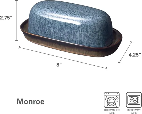 Miniatura 2 de Pfaltzgraff Plato de mantequilla cubierto azul Monroe, 8 pulgadas
