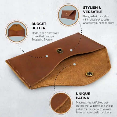Miniatura 4 de Envoy Cartera de cuero genuino para efectivo hecha a mano con cuero de grano completo Bolsa de utilidad diseñada para efectivo, monedas, tarjetas