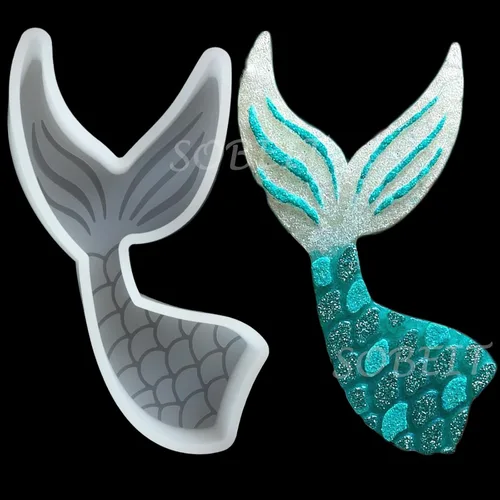 SOBEIT Mermaid's Tail - Molde fresco para automóvil, molde de silicona para freshie, molde de resina epoxi de silicona para hacer aromas de cuentas,