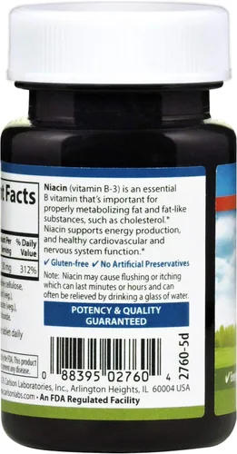Miniatura 3 de Carlson - Niacina, 50 mg, apoya el metabolismo del colesterol, la producción de energía, la salud del corazón, la función nerviosa, 100 tabletas