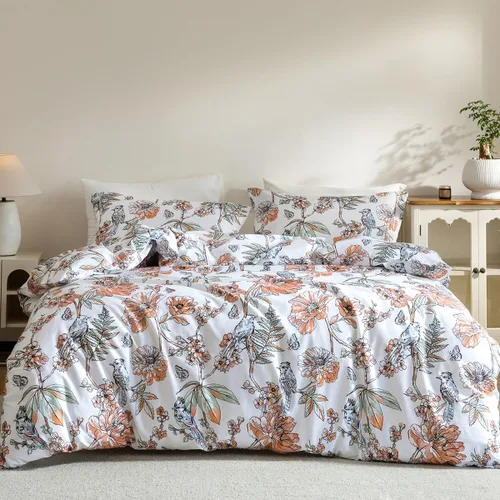 Miniatura 19 de SLEEPBELLA Juego de funda de edredón de algodón de 600 hilos, juego de ropa de cama (individual, azul-paisley)