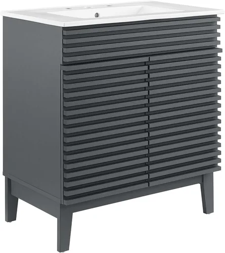 Miniatura 68 de Modway Render 23.5" tocador de baño en nogal (lavabo no incluido)