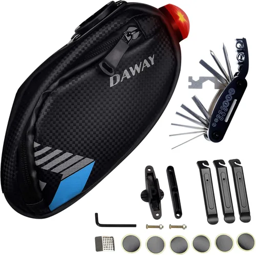 Miniatura 8 de DAWAY Kits de herramientas de reparación de bicicletas, bolsa de reparación de bicicletas y bomba de bicicleta de 120 PSI o bolsa de sillín