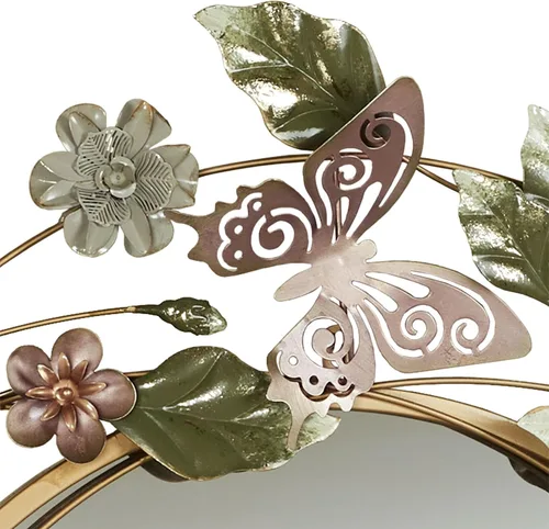 Miniatura 5 de Touch of Class Espejo de pared de metal dimensional con diseño floral, diseño redondo, inspirado en la naturaleza, para dormitorio, baño