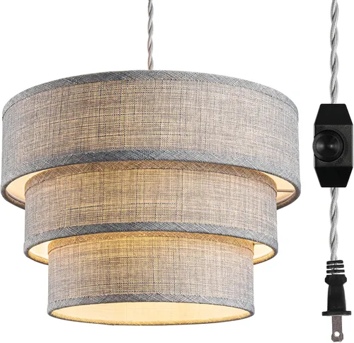 Lámpara colgante enchufable, lámpara colgante con interruptor regulable, accesorios de luz colgante con cable de 15 pies, luz colgante con pantalla