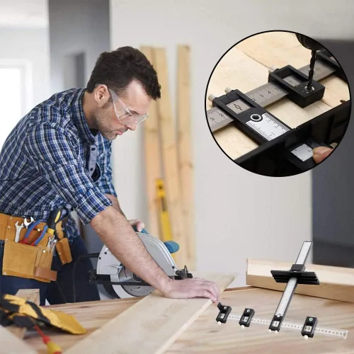 Miniatura 2 de Joywayus Taladro punzón localizador gabinete Hardware Jig nueva plantilla negra carpintería herramienta de perforación precisa