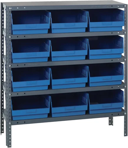 Miniatura 151 de Quantum QSBU-245BK Heavy Duty Shelving Unit with (7) Shelves and (24) QUS245 Black Bins for Garage Warehouse Storage Distribution 400 lb Load