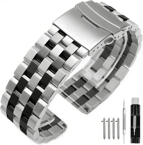 Miniatura 10 de Correas de reloj de metal cepillado para hombres y mujeres, correa de reloj de acero inoxidable sólido 18/20/22/24/26mm, correa de reloj de pulsera