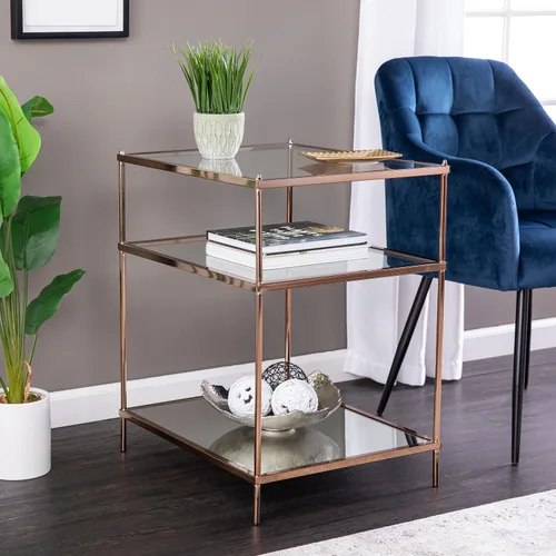 Miniatura 6 de SEI Furniture - Mesa auxiliar Knox - Cobre - Diseño de transición, metal y vidrio - Ideal para sala de estar, dormitorio (OC2204)